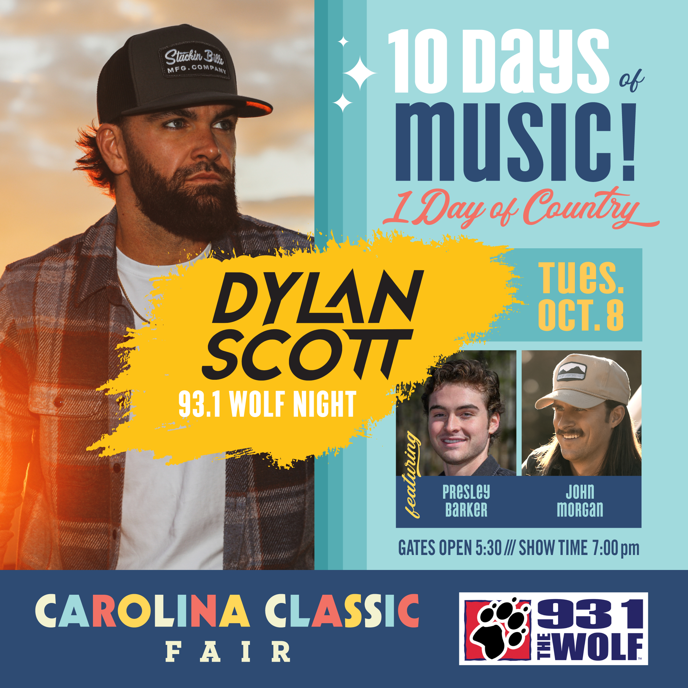 Dylan Scott promo image for Carolina Classic Fair